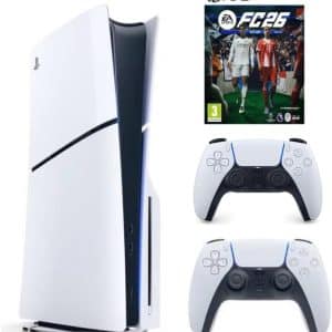 Sony PlayStation 5 Slim Disc with Extra Dualsense White Controller and FC26 - International Version