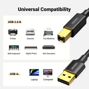 كابل USB-A إلى USB-B UGREEN أخضر 1 متر — جديد New
